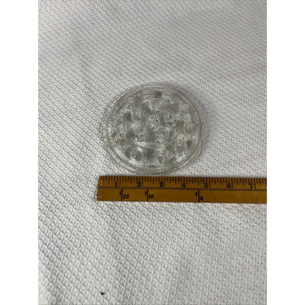 Vintage Clear Glass Flower Frog 16 Hole Round Floral Arrangement Insert 4.5 Inch